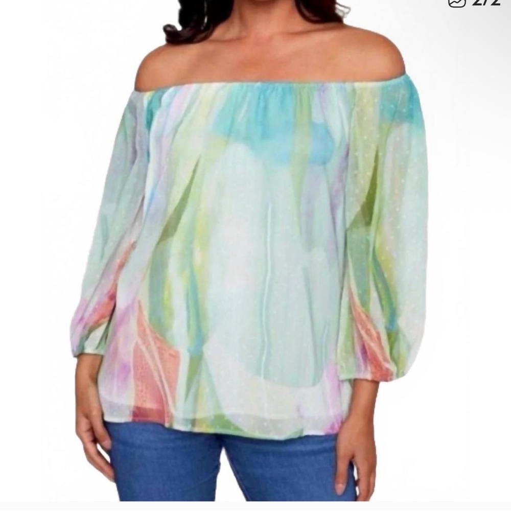 Claire Desjardins  Pastel Off-Shoulder Blouse